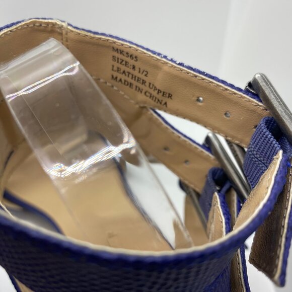 size 8.5 BCBGMaxazria leather blue reptile ankle strap‎ lizard strappy buckles - Picture 4 of 12